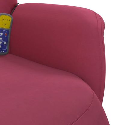 Cadeirão massagens reclinável c/apoio pés veludo vermelho tinto
