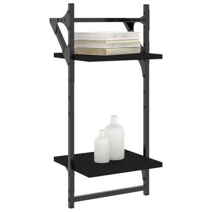 Unidade 2 prateleiras parede com barras 2 pcs 30x25x65 cm preto