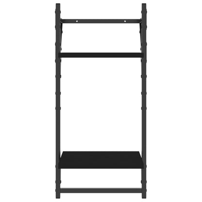 Unidade 2 prateleiras parede com barras 2 pcs 30x25x65 cm preto