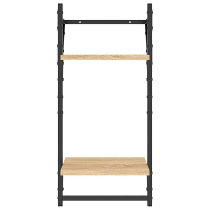 Estante 2 prateleiras c/ barras 2pcs 30x25x65cm carvalho sonoma
