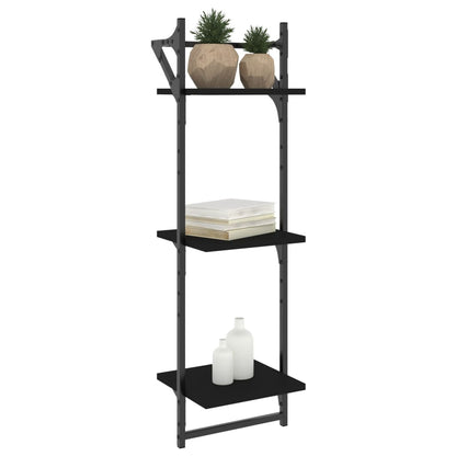 Estante 3 prateleiras parede c/ barras 2 pcs 30x25x100 cm preto