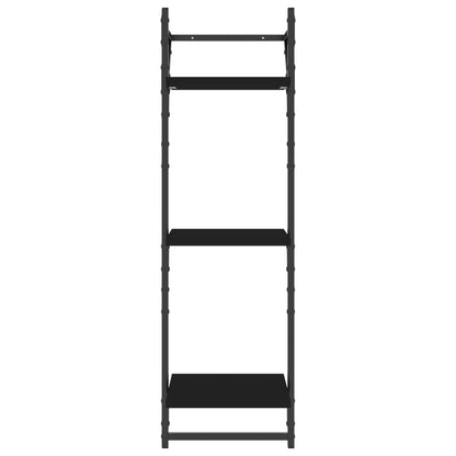 Estante 3 prateleiras parede c/ barras 2 pcs 30x25x100 cm preto