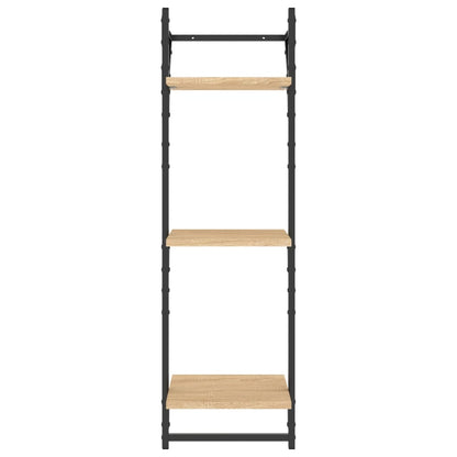Estante 3 prateleiras + barras 2pcs 30x25x100cm carvalho sonoma