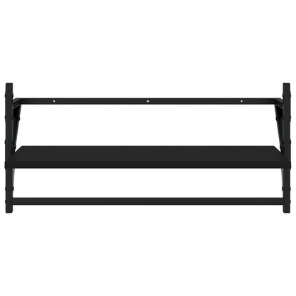 4 pcs prateleiras de parede derivados de madeira preto