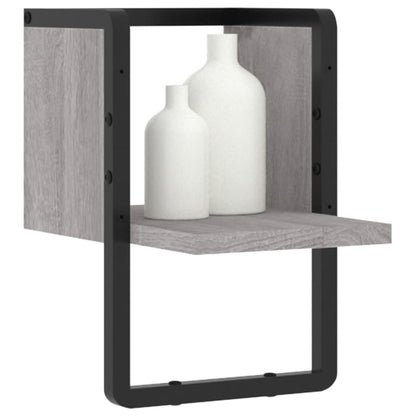 Prateleira de parede com barra 20x25x30 cm cinzento sonoma