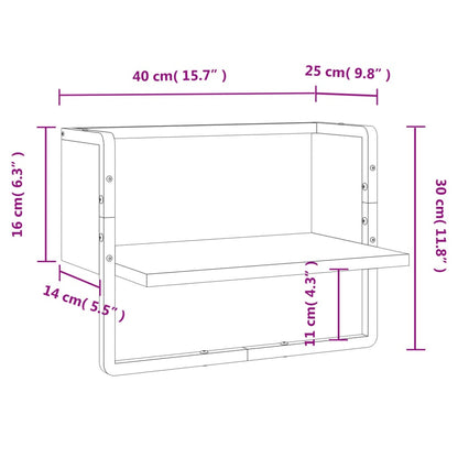 Prateleira de parede com barra 40x25x30 cm preto