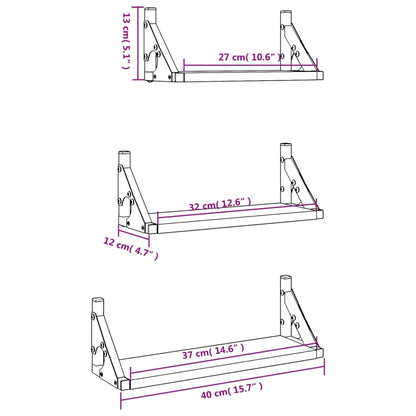 3 pcs prateleiras parede derivados de madeira carvalho sonoma