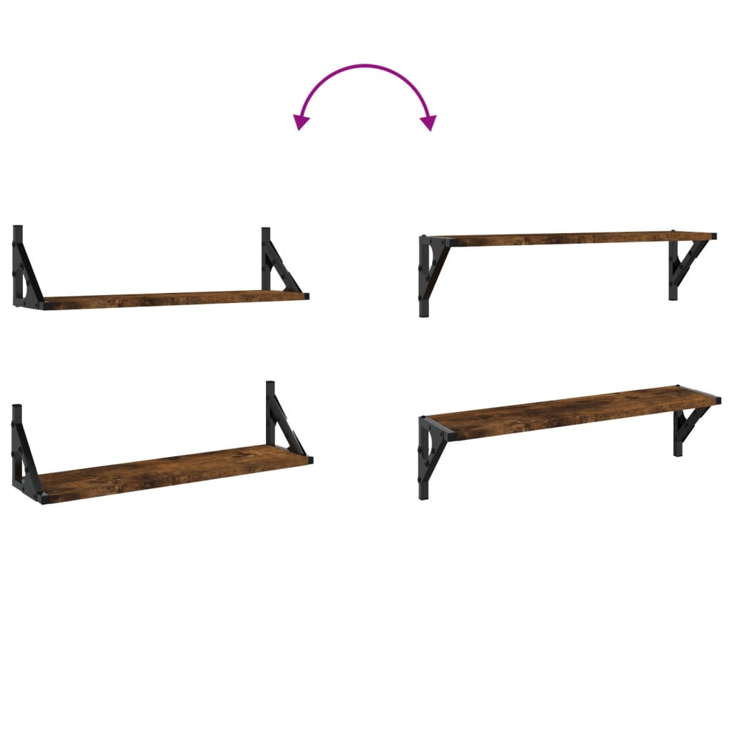 Prateleiras de parede 2 pcs 60x15x15,5 cm carvalho fumado