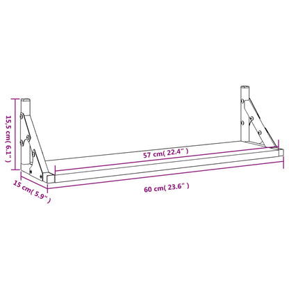 Prateleiras de parede 2 pcs 60x15x15,5 cm carvalho fumado