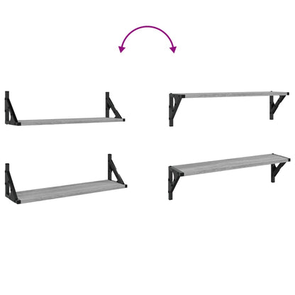 Prateleiras de parede 2 pcs 60x15x15,5 cm cinzento sonoma