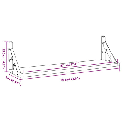 Prateleiras de parede 2 pcs 60x15x15,5 cm cinzento sonoma
