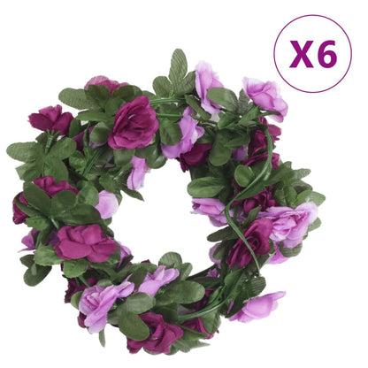 Grinaldas de flores de Natal 6 pcs 250 cm roxo claro