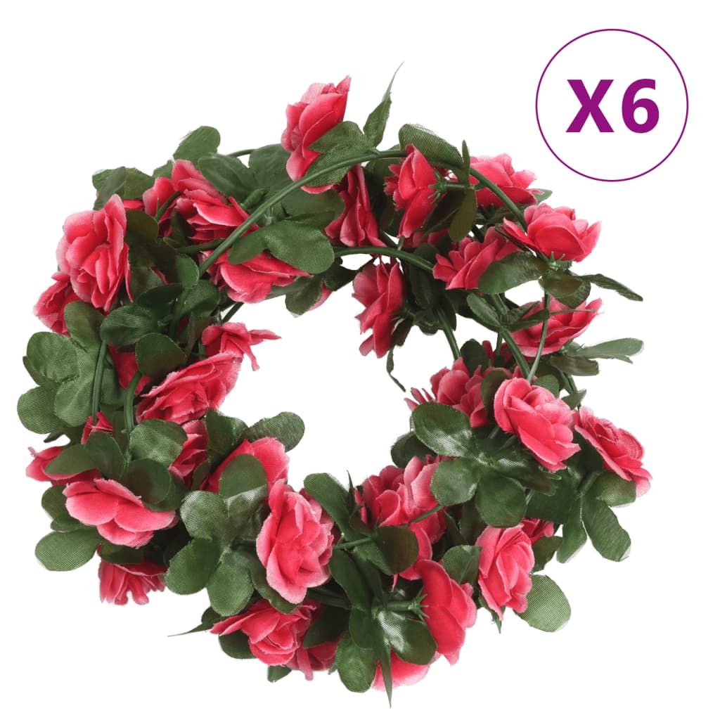 Grinaldas de flores de Natal 6 pcs 250 cm vermelho