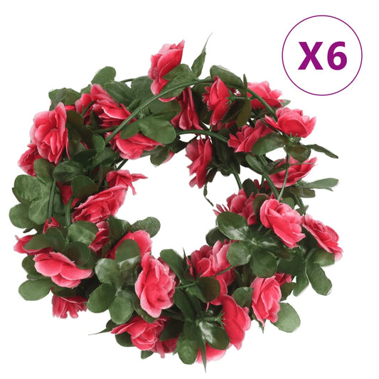 Grinaldas de flores de Natal 6 pcs 250 cm vermelho