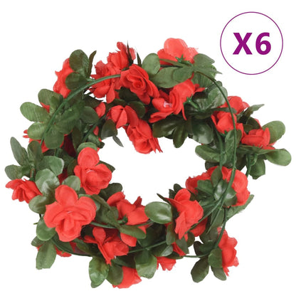 Grinaldas de flores de Natal 6 pcs 250 cm vermelho