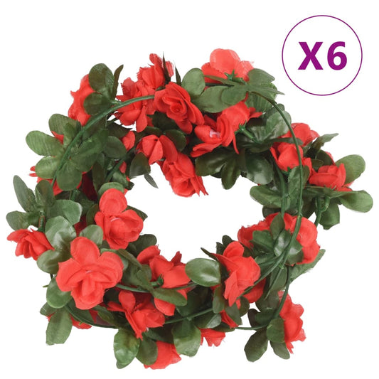 Grinaldas de flores de Natal 6 pcs 250 cm vermelho