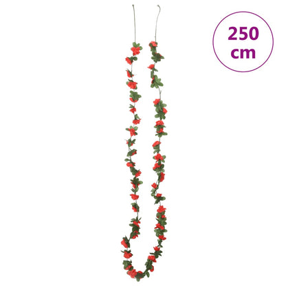 Grinaldas de flores de Natal 6 pcs 250 cm vermelho