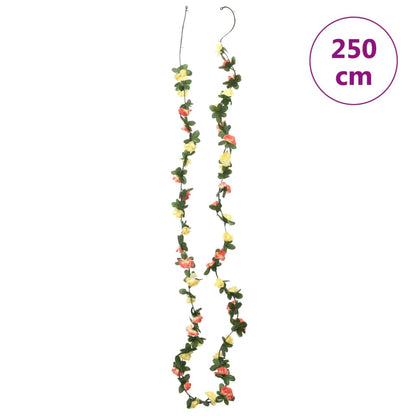 Grinaldas de flores de Natal 6 pcs 250 cm vermelho pôr-do-sol