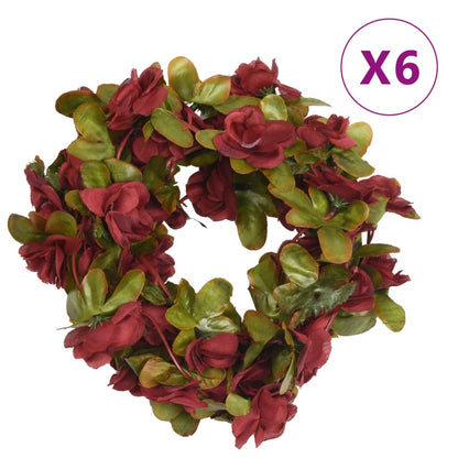 Grinaldas de flores de Natal 6 pcs 250 cm vermelho-tinto