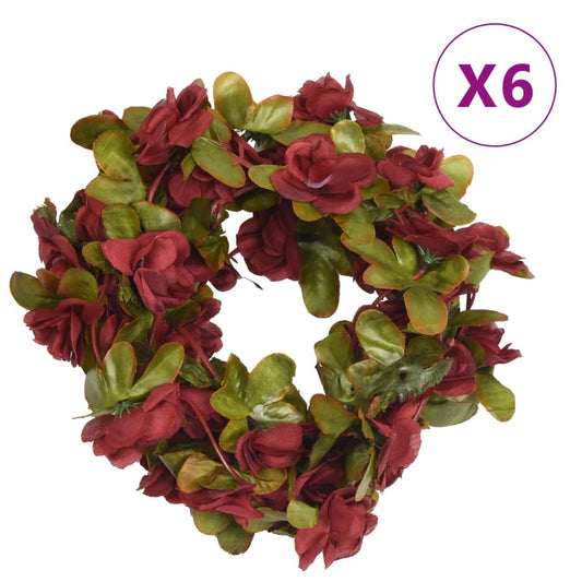 Grinaldas de flores de Natal 6 pcs 250 cm vermelho-tinto
