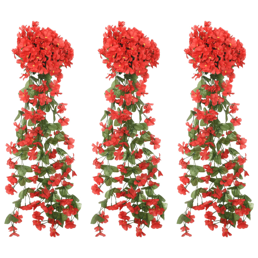 Grinaldas de flores de Natal 3 pcs 85 cm vermelho