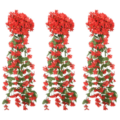 Grinaldas de flores de Natal 3 pcs 85 cm vermelho