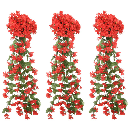 Grinaldas de flores de Natal 3 pcs 85 cm vermelho