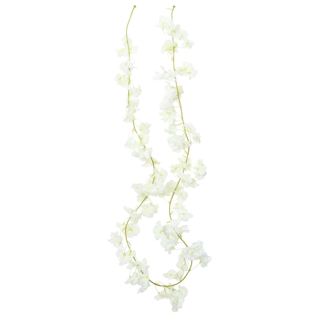 Grinaldas de flores de Natal 6 pcs 180 cm branco