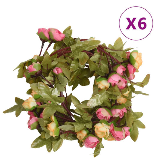 Grinaldas de flores de Natal 6 pcs 215 cm rosa