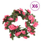 Grinaldas de flores de Natal 6 pcs 240 cm vermelho rosado