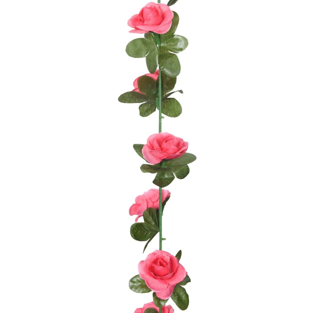 Grinaldas de flores de Natal 6 pcs 240 cm vermelho rosado
