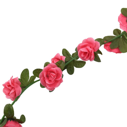 Grinaldas de flores de Natal 6 pcs 240 cm vermelho rosado