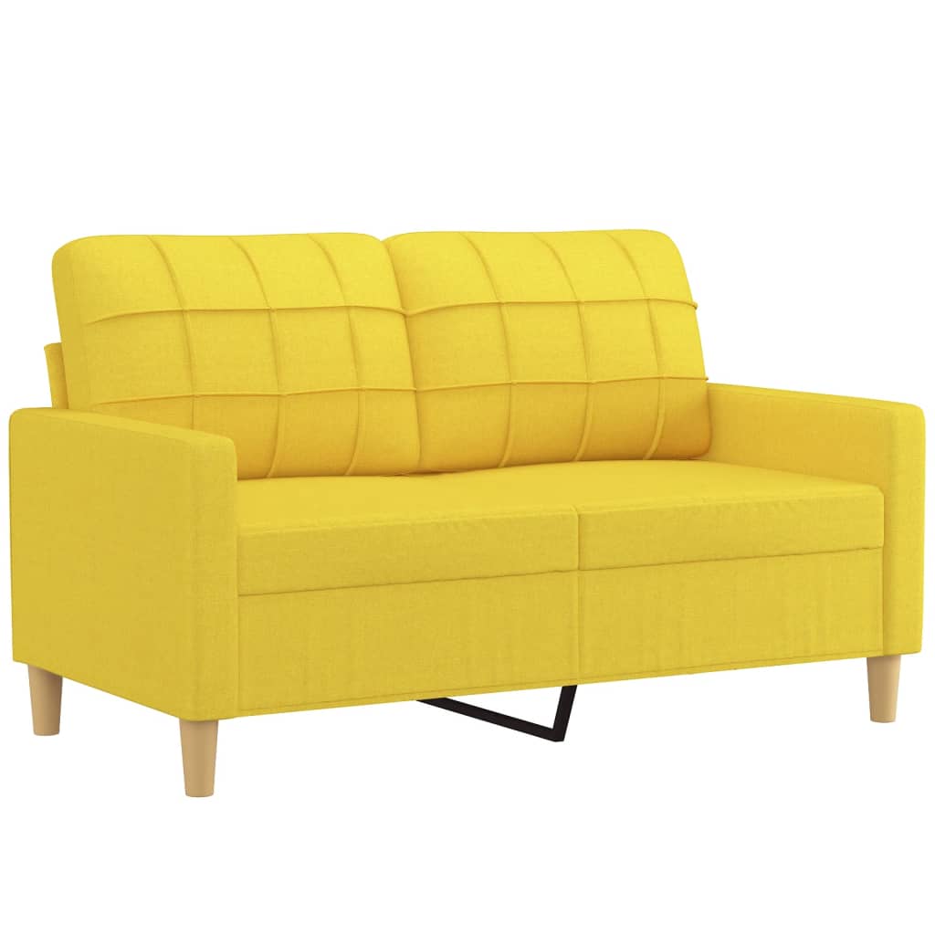 Sofá 2 lug. + almofadas decorativas 120 cm tecido amarelo-claro