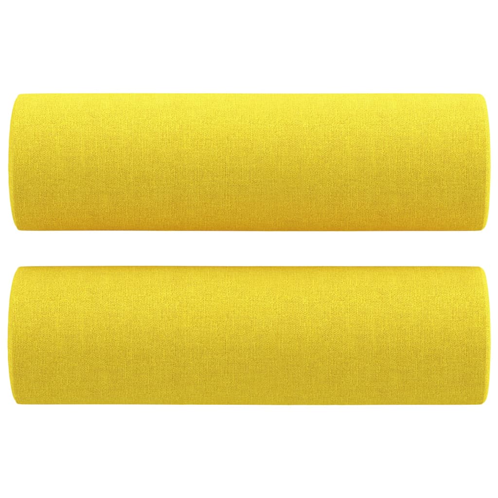 Sofá 2 lug. + almofadas decorativas 120 cm tecido amarelo-claro