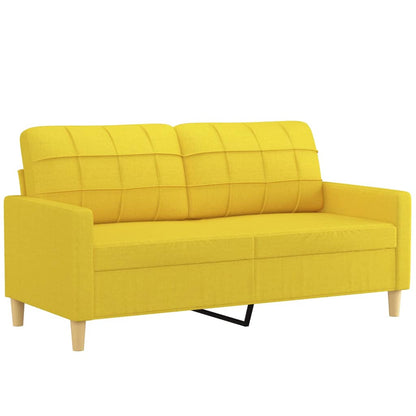 Sofá 2 lug. + almofadas decorativas 140 cm tecido amarelo-claro