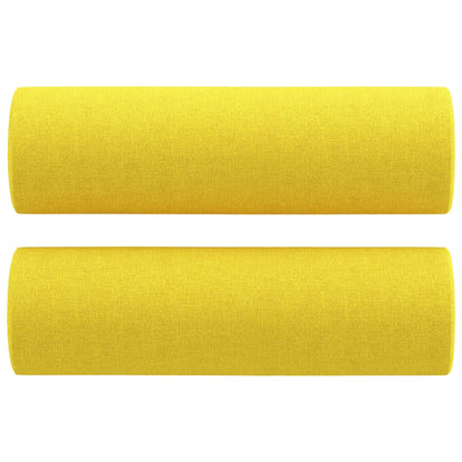 Sofá 2 lug. + almofadas decorativas 140 cm tecido amarelo-claro