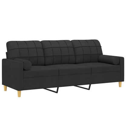 Sofá 3 lugares + almofadas decorativas 180 cm tecido preto