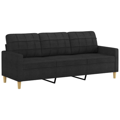 Sofá 3 lugares + almofadas decorativas 180 cm tecido preto