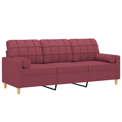 Sofá 3 lug. + almofadas decorativas 180cm tecido vermelho tinto