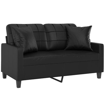 Sofá 2 lugares + almofadas decorativas 120cm couro artif. preto