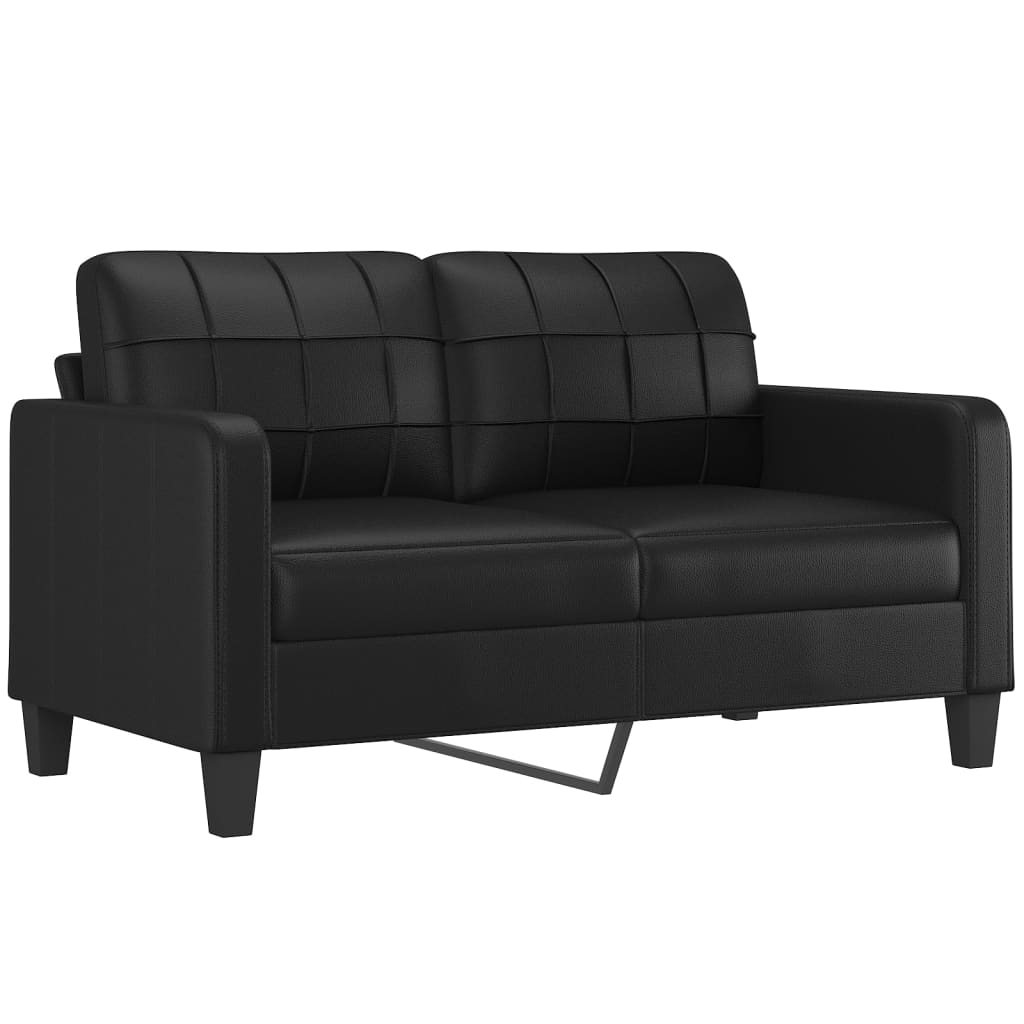 Sofá 2 lugares + almofadas decoração 140 cm couro artif. preto