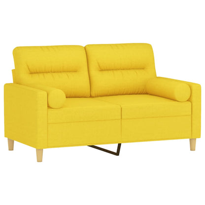 Sofá 2 lug. + almofadas decorativas 120 cm tecido amarelo-claro