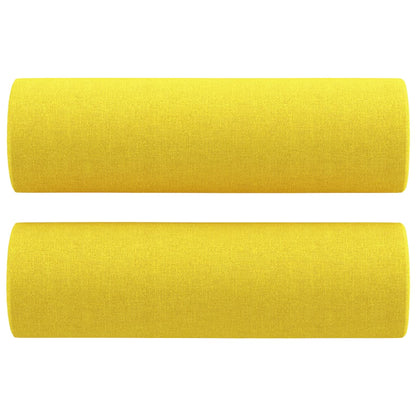 Sofá 2 lug. + almofadas decorativas 120 cm tecido amarelo-claro