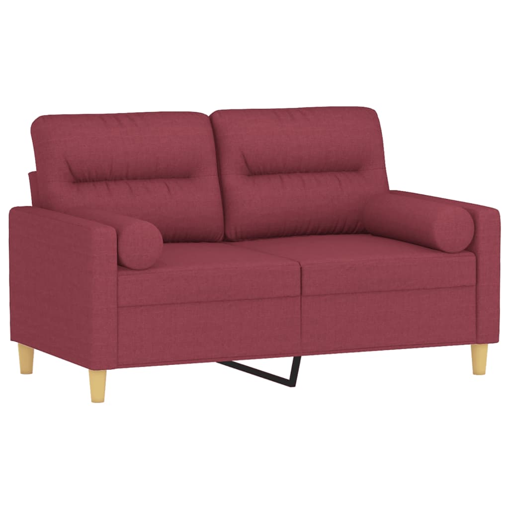 Sofá 2 lug. + almofadas decorativas 120cm tecido vermelho tinto