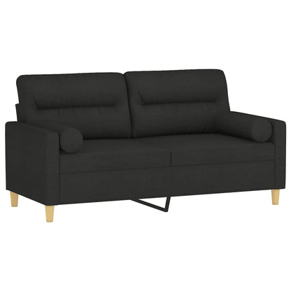 Sofá 2 lugares + almofadas decorativas 140 cm tecido preto