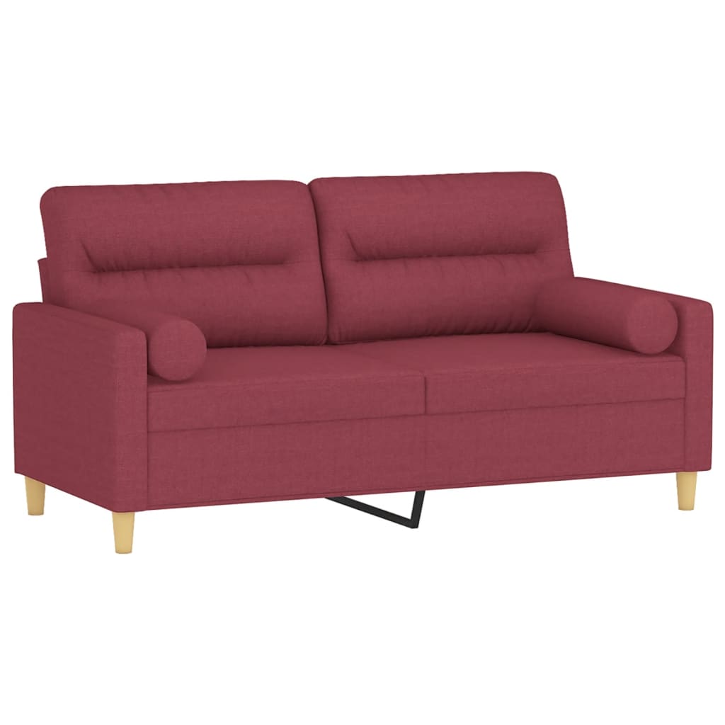Sofá 2 lug. + almofadas decorativas 140cm tecido vermelho tinto