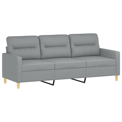 Sofá 3 lugares + almofadas decorativas 180cm tecido cinza-claro