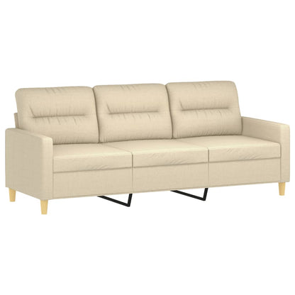 Sofá 3 lugares + almofadas decorativas 180 cm tecido cor creme