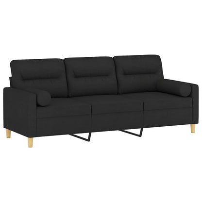 Sofá 3 lugares + almofadas decorativas 180 cm tecido preto