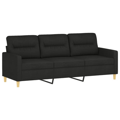 Sofá 3 lugares + almofadas decorativas 180 cm tecido preto
